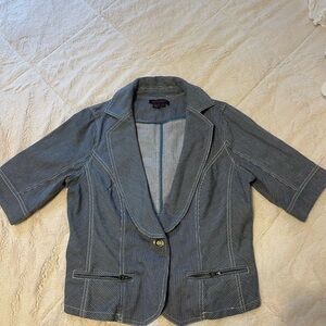 Simon Chang Black and White Striped Blazer